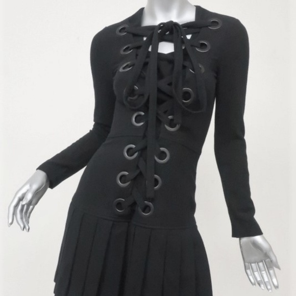 Givenchy Lace-Up Dress Black Stretch Wool - Picture 4 of 8
